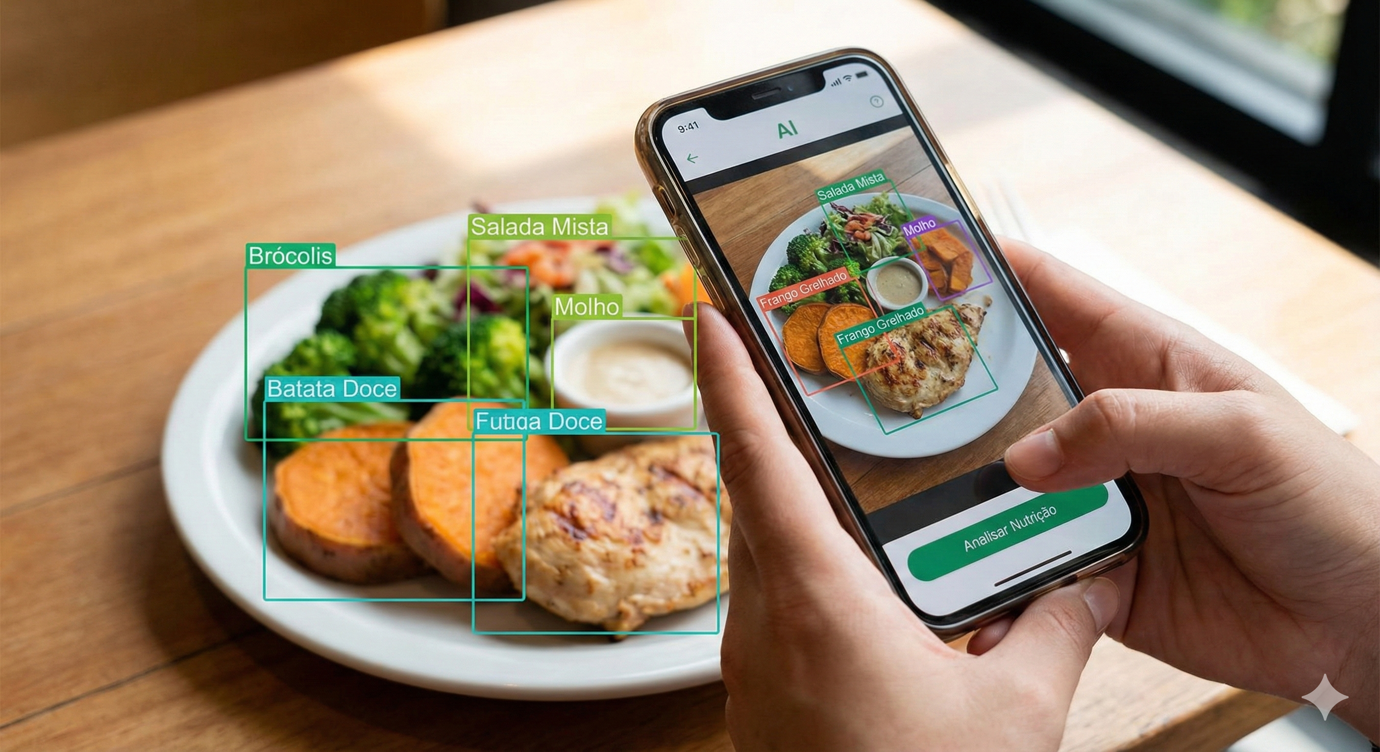 IA reconhecendo comida no prato